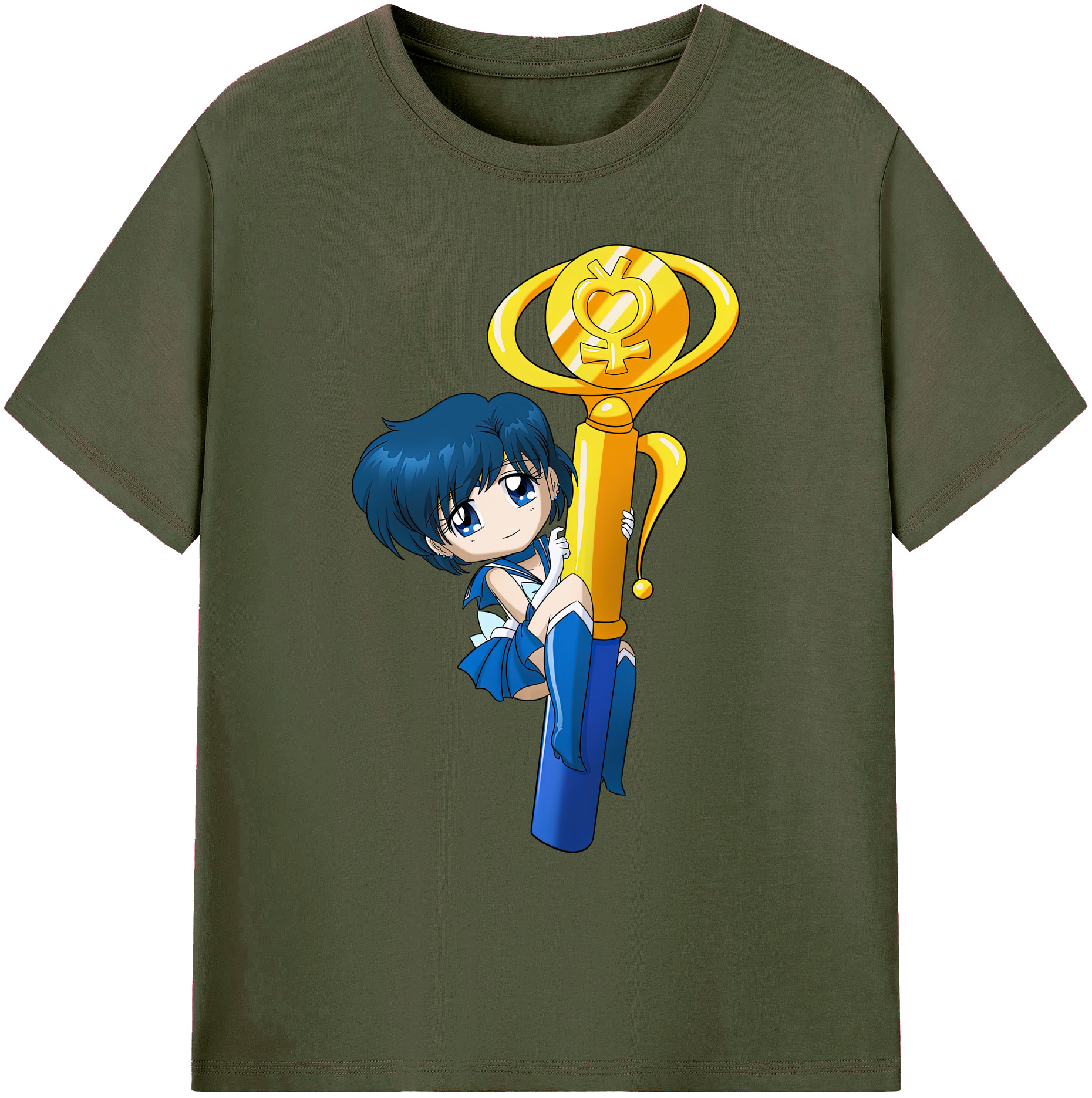 （画像用） 美少女戦士セーラームーン 水野 亜美 みずの あみ Sailor Moon Mizuno Ami 綿100％ メンズ半袖Tシャツ｜肌触りやわらか＆通気性